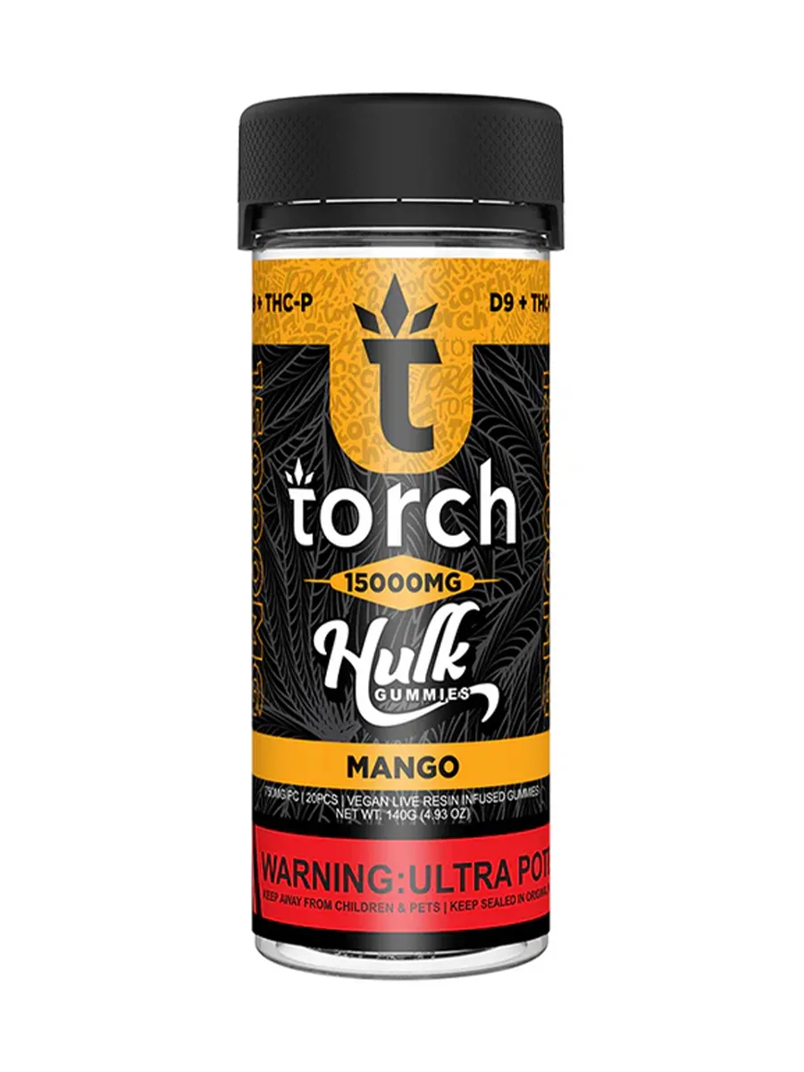 Mango Torch Live Resin D9 THCP Hulk Gummies 15000MG