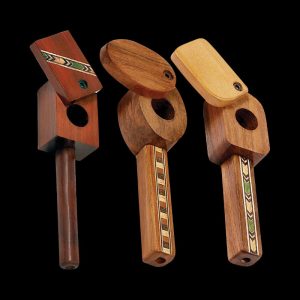Marquee Inlaid Wood Spoon Pipe with Swivel Lid