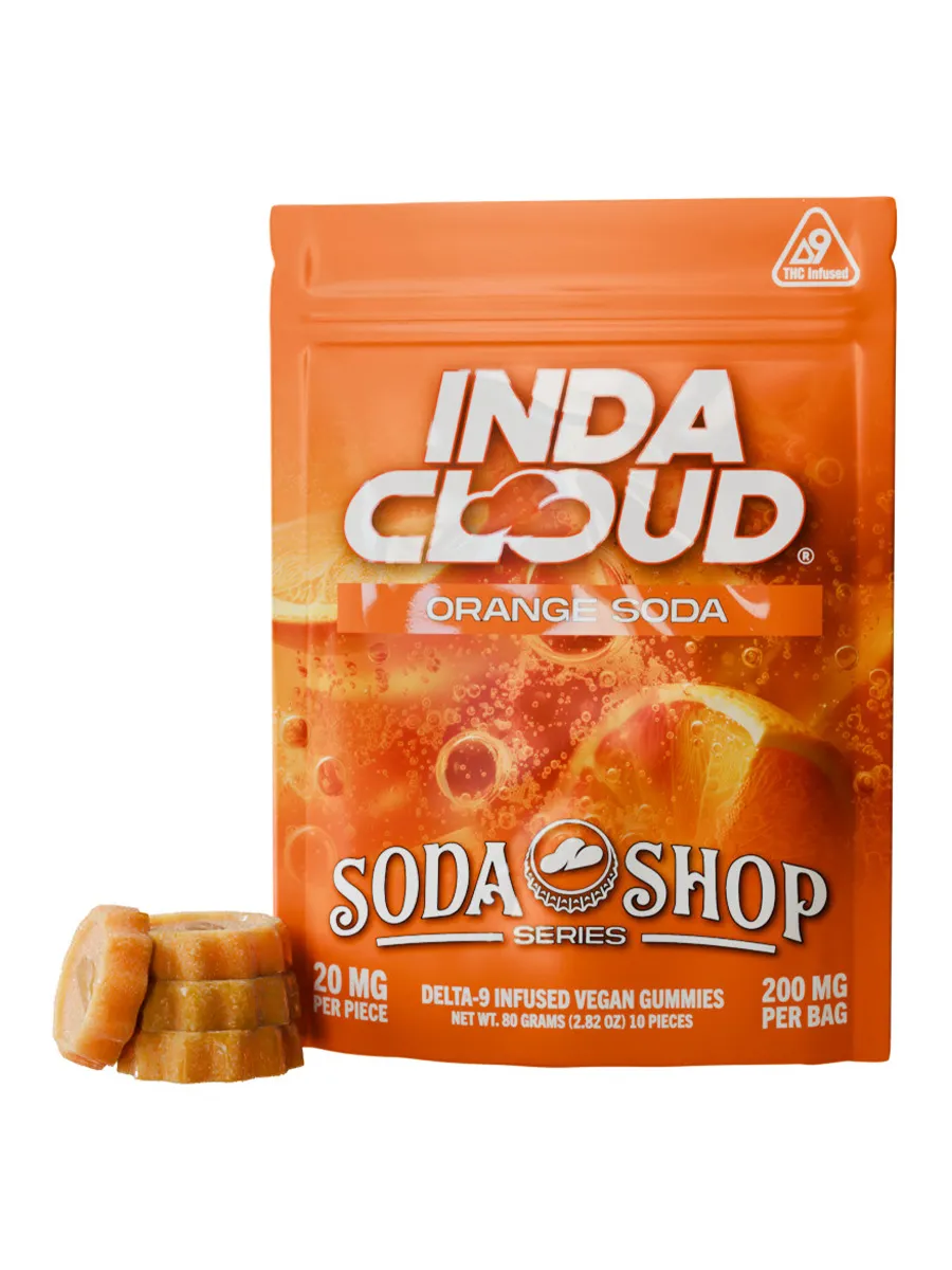 Orange Soda IndaCloud D9 Infused Vegan Gummies 200MG