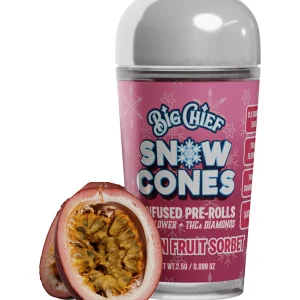 Passion Fruit Sorbet Big Chief Snow Cones Infused Pre-Rolls THCa Flower+THC-A Diamonds 2.5G