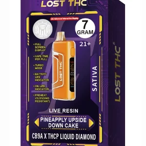Pineapple Upside Down Cake Lost THC Live Resin CB9A x THCP Liquid Diamond Disposable 7G