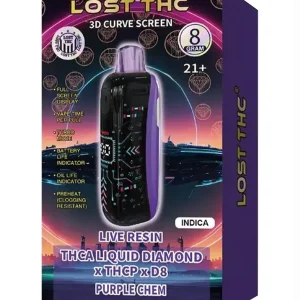 Purple Chem Lost THC Liquid Diamond THCA x THCP x D8 Live Resin Disposable 8G