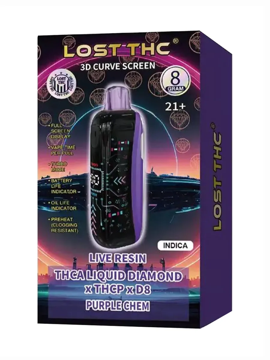 Purple Chem Lost THC Liquid Diamond THCA x THCP x D8 Live Resin Disposable 8G