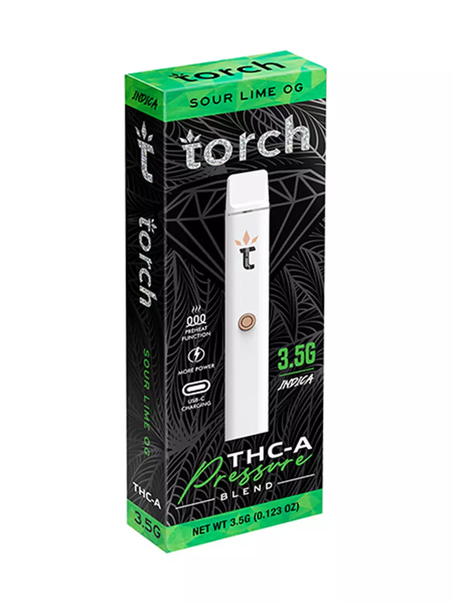 Sour Lime OG Torch THC A Pressure Blend Disposable 3