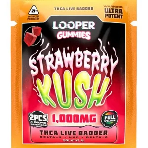 Strawberry Kush Looper THCA+Delta-9+HHC+Delta-8 Gummies 2ct 1000mg