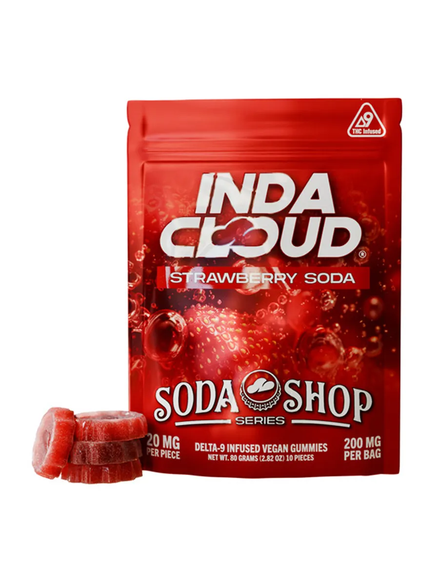 Strawberry Soda IndaCloud D9 Infused Vegan Gummies 200MG