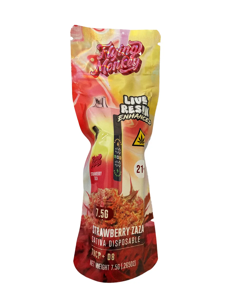 Strawberry Zaza Flying Monkey Live Resin THCP+D8 Disposable 7.5G