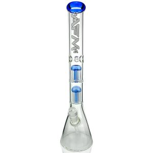 18" AFM Hitter Double Arm Perc 5mm Glass Beaker Bong - Ink Blue