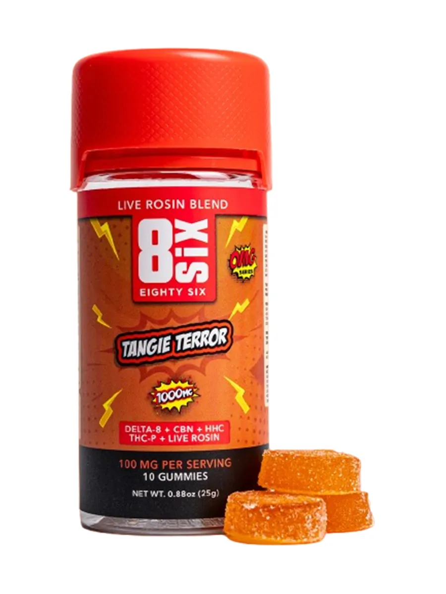Tangie Terror 8SIX OMG Series Live Rosin D8HHCTHC P Gummies 1000mg