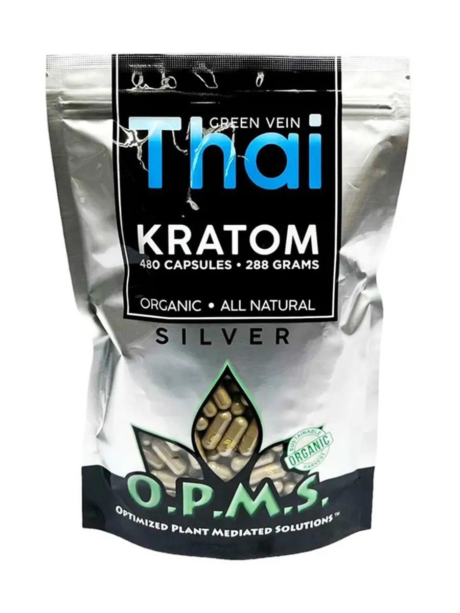 Thai Green Vein OPMS All Natural Silver Kratom Capsules 480ct