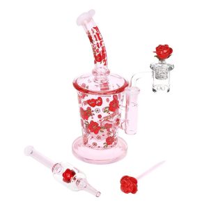 Pulsar Valentine'S Rose Glass Dab Rig Set - 8.25" / 14Mm F