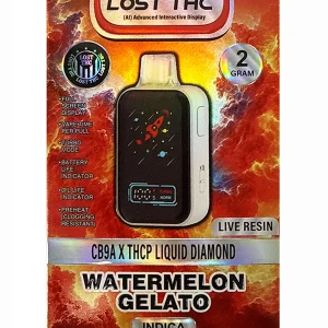 Watermelon Gelato Lost THC CB9A x THCP Liquid Diamond Live Resin Disposable 2G