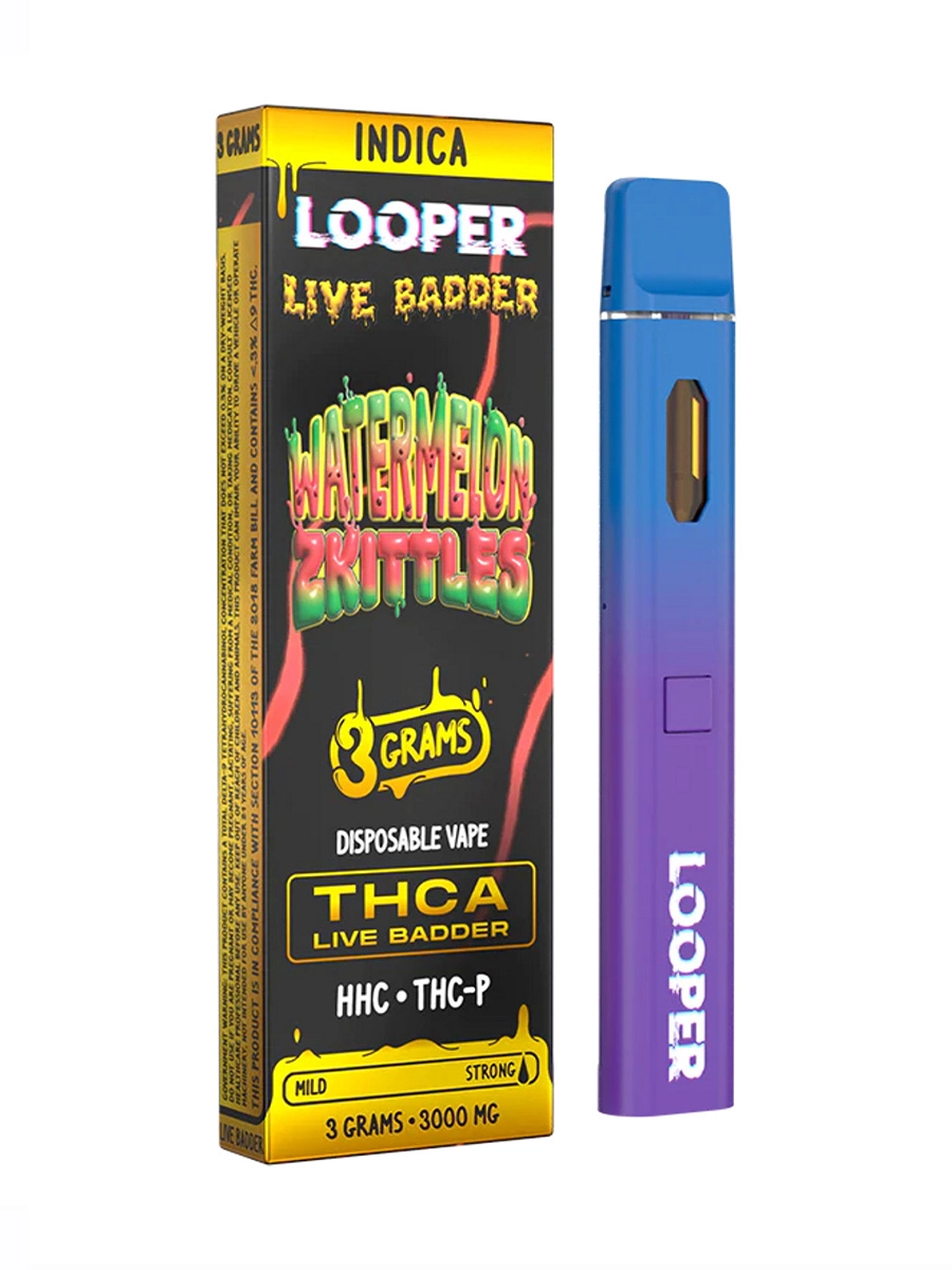 Watermelon Zkittles Looper Live Badder THC-A+HHC+THC-P Disposable Vape 3G