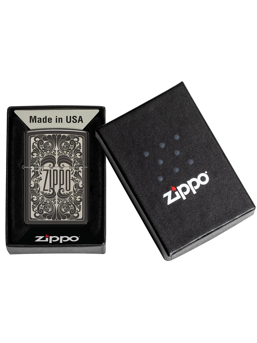 Zippo Design High Polish Black Windproof Lighter