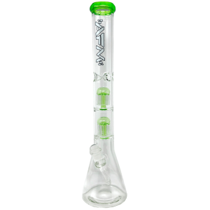 18" AFM Hitter Double Arm Perc 5mm Glass Beaker Bong - Lime