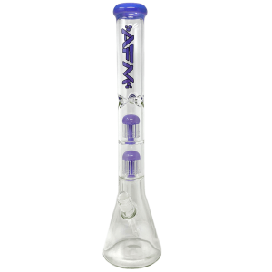 18" AFM Hitter Double Arm Perc 5mm Glass Beaker Bong - Purple