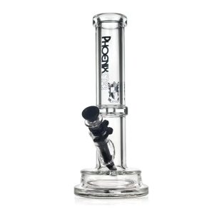 Green Flower Phoenix Star 7Mm Tube Bong With Thick Base 12 Inch - Female / 14mm / Black