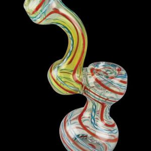 Swirl Stripped Mini Bubbler Glass Pipe