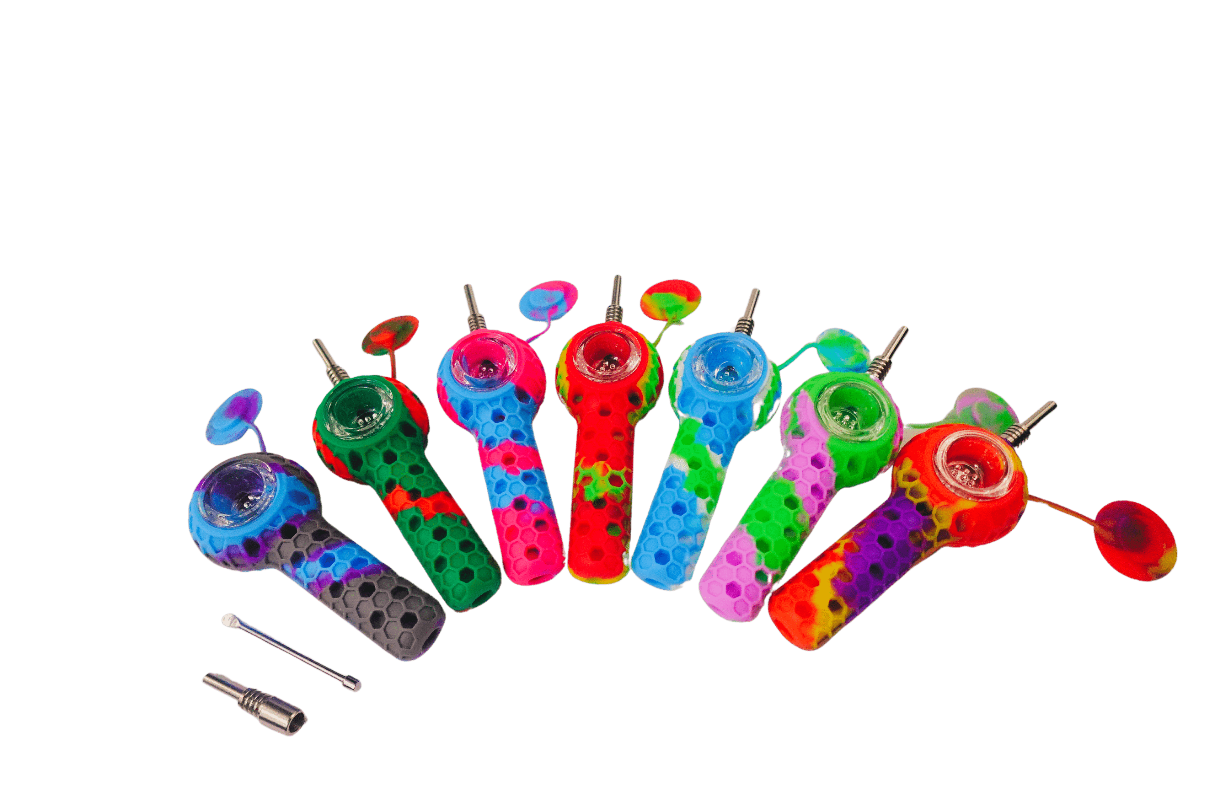 cloud 8 smoke accessory hand pipe 4 5a a silicone 2 in 1 honey bee hand pipe vapor straw with lid metal poker and titanium tip 996216216