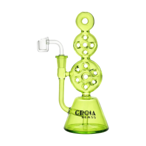 Croia Glass 8" Triple Stack Swiss Perc Recycler Dab Rig | Croia Glass - Fluorescent Green