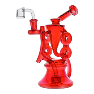 Croia Glass 10" Symmetrical Quad-Donut Klein Recycler Dab Rig | Croia Glass - Red