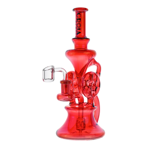 Croia Glass 10" Dual Swiss Perc Klein Recycler Dab Rig | Croia Glass - Red