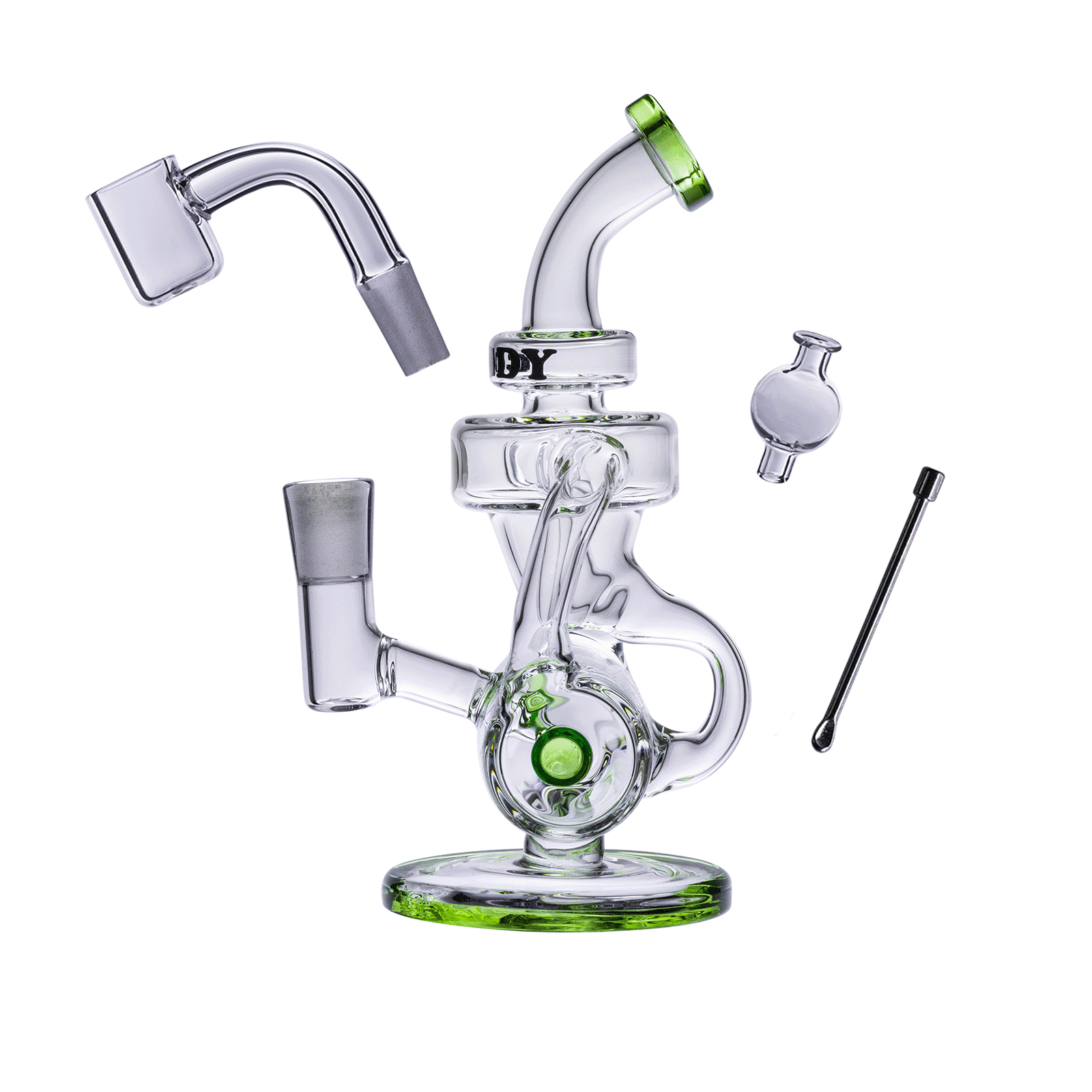 goody glass dab rig slime green goody glass drummer boy mini dab rig recycler 4 piece kit 957701324