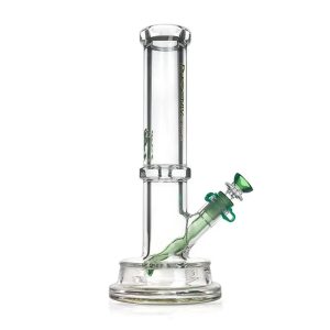 Green Flower Phoenix Star 7Mm Tube Bong With Thick Base 12 Inch - Female / 14mm / Green