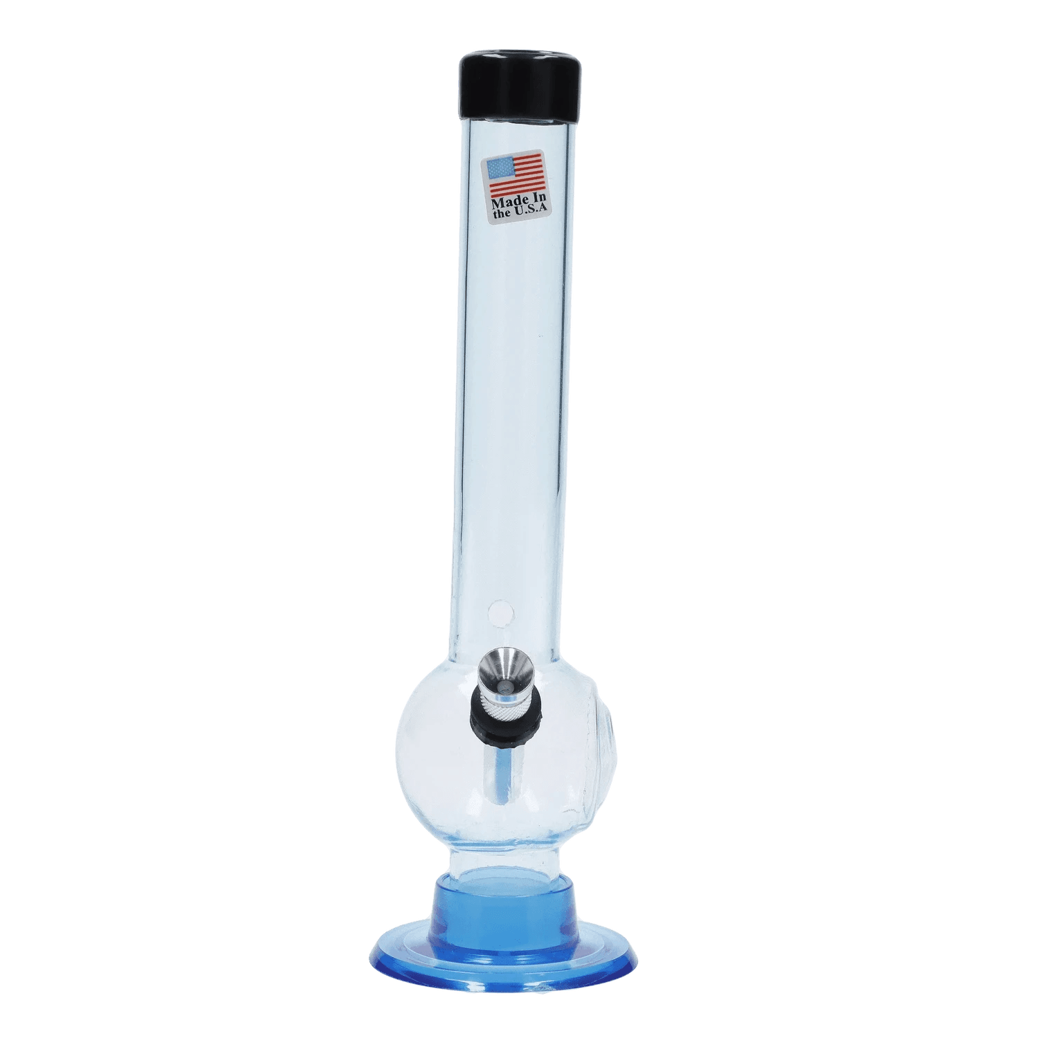 JM Plastics Magic 8 Ball Base with Carb Hole Acrylic Bong - 8 in. - Clear with Blue Tint