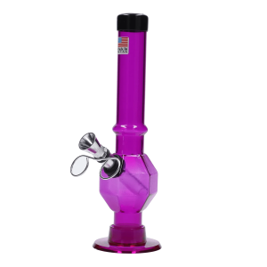 JM Plastics Grenade Base with Pull Slide Acrylic Bong - 8 in. - Dark Purple