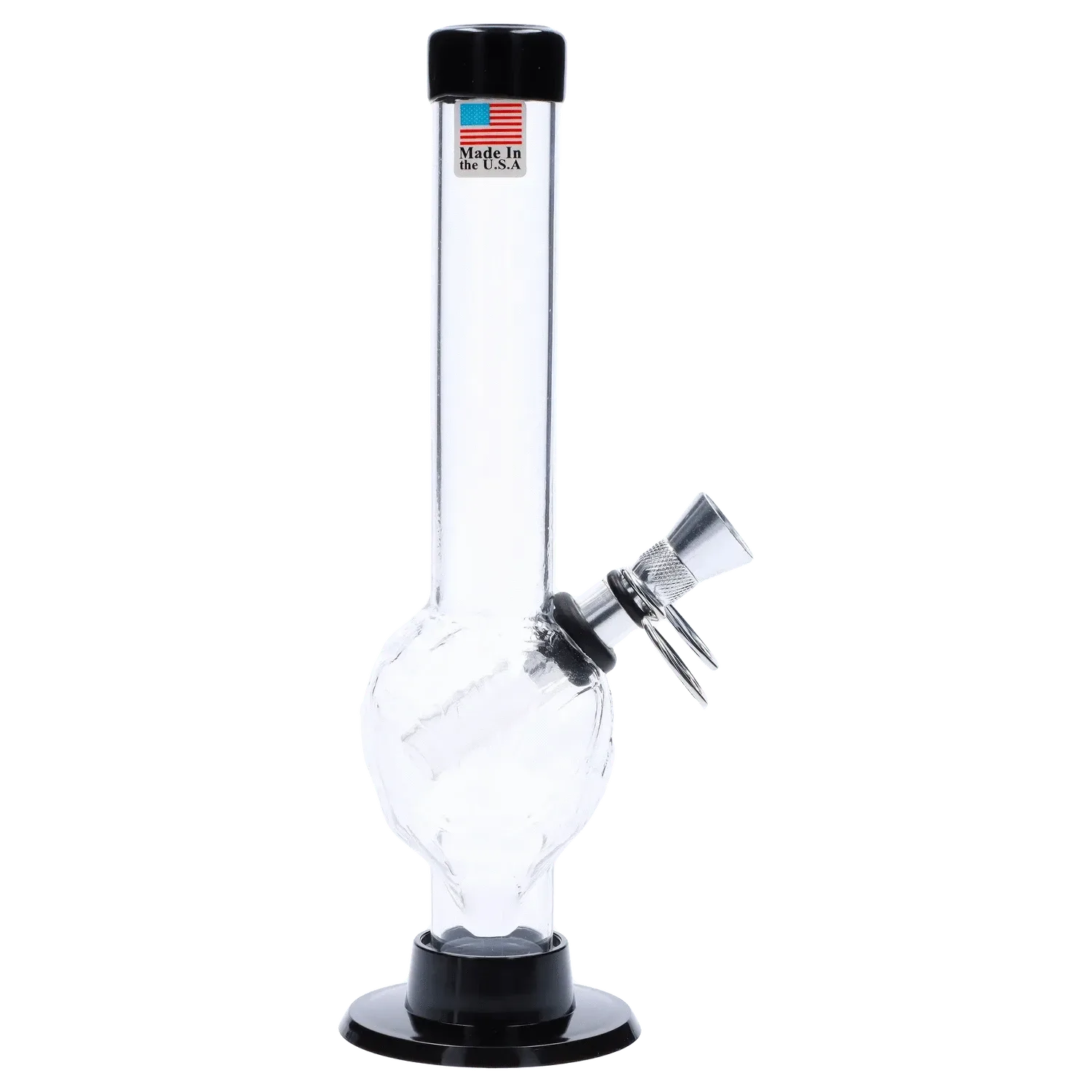 JM Plastics Alien Base with Pull Slide Acrylic Bong - 8 in. - Frosted Clear with Yellow Base