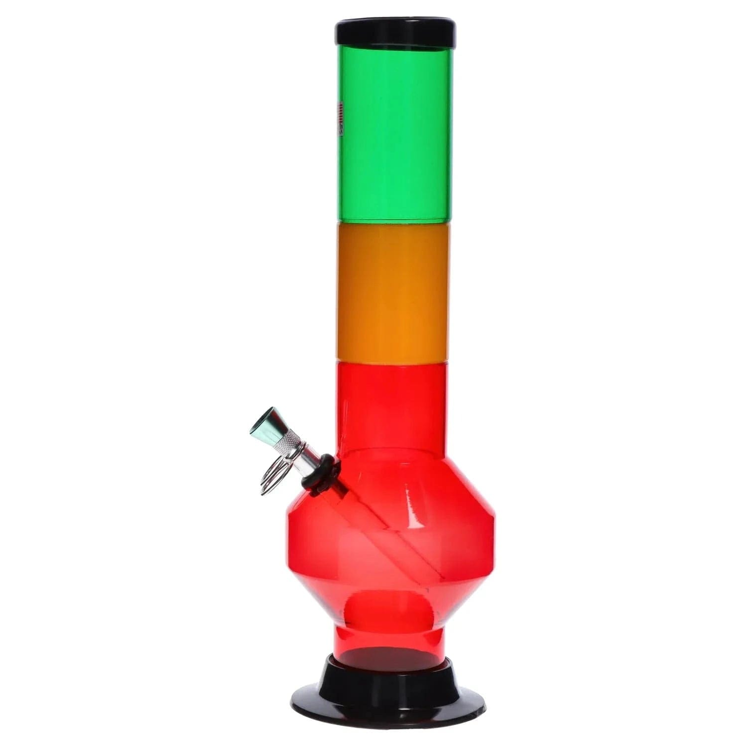 JM Plastics Rasta Geometric with Pull Slide Acrylic Bong