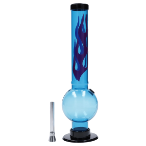 JM Plastics Flame Bubble Base Acrylic Bong - 12 in. - Light Blue