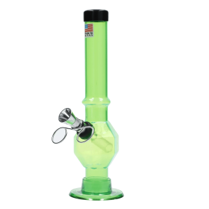 JM Plastics Grenade Base with Pull Slide Acrylic Bong - 8 in. - Light Green