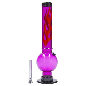 JM Plastics Flame Bubble Base Acrylic Bong - 12 in. - Light Purple