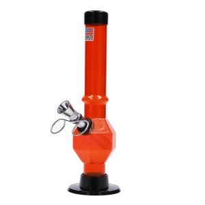 JM Plastics Grenade Base with Pull Slide Acrylic Bong - 8 in. - Red