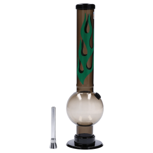 JM Plastics Flame Bubble Base Acrylic Bong - 12 in. - Smoke