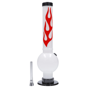 JM Plastics Flame Bubble Base Acrylic Bong - 12 in. - Solid White
