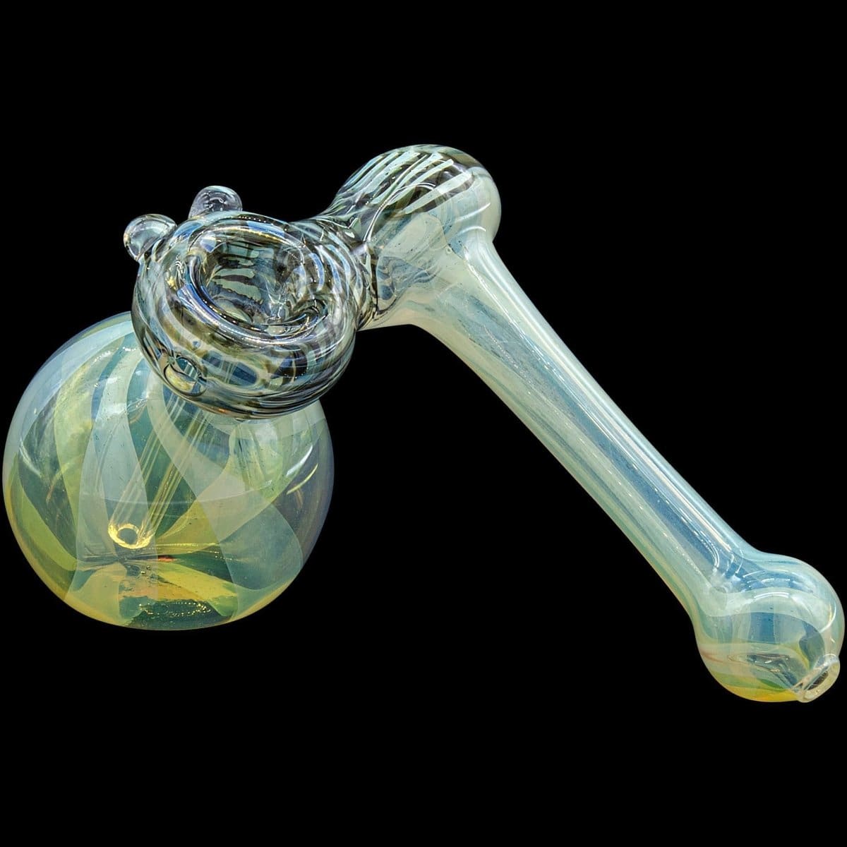 "Raked Sidecar" Fumed Sidecar Bubbler Pipe (Various Colors) - Black Onyx