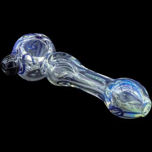 "Painted Warrior Spoon" Glass Pipe - Cobalt Blue