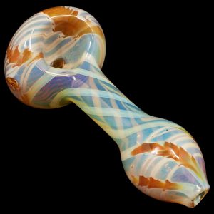 "Twisty Cane" Spoon Glass Pipe (Various Colors) - Ivory / 4.5 Inch