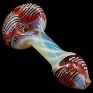 "Twisty Cane" Spoon Glass Pipe (Various Colors) - Red / 4.5 Inch