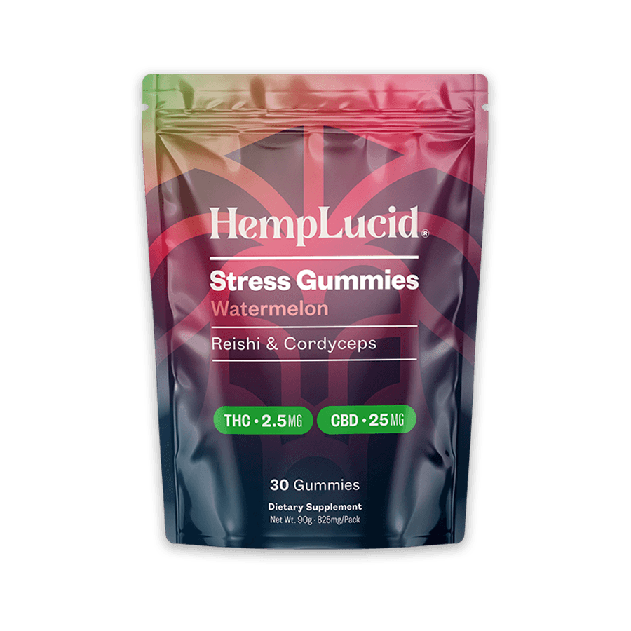 Stress Mushroom THC Gummies - Watermelon - Stress / 30 Cubes (Bag)