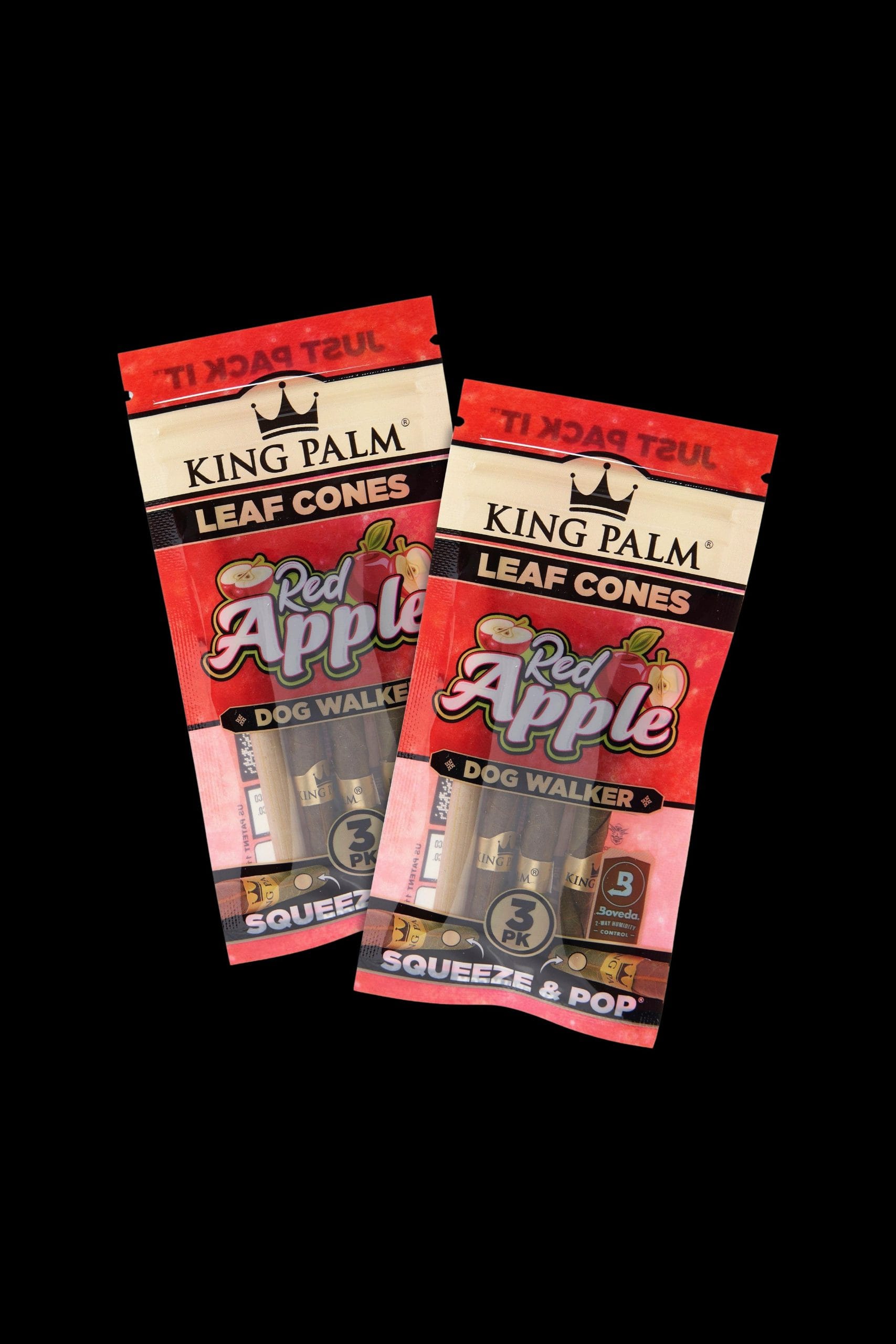 King Palm Dogwalker Size Red Apple Flavored Palm Leaf Cones - 2 Packs of 3