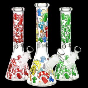 Glow Mushroom Beaker Water Pipe - 10in