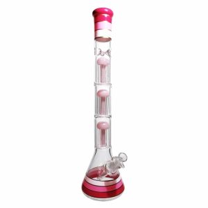DHC Triple Chamber Mushroom Perc Beaker Bong - 22 in. - Red