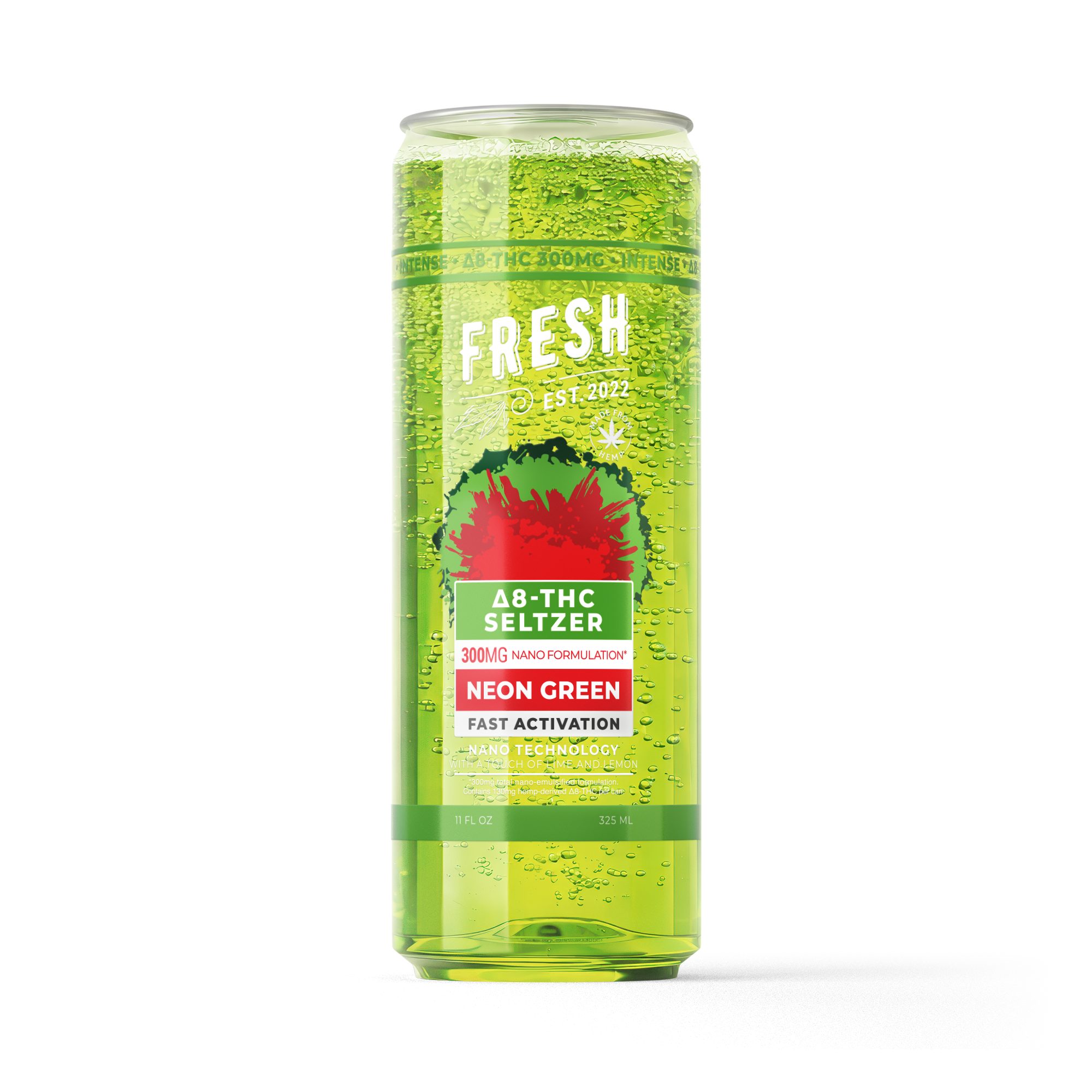 300mg neon green thc seltzer d8 nano fresh 0