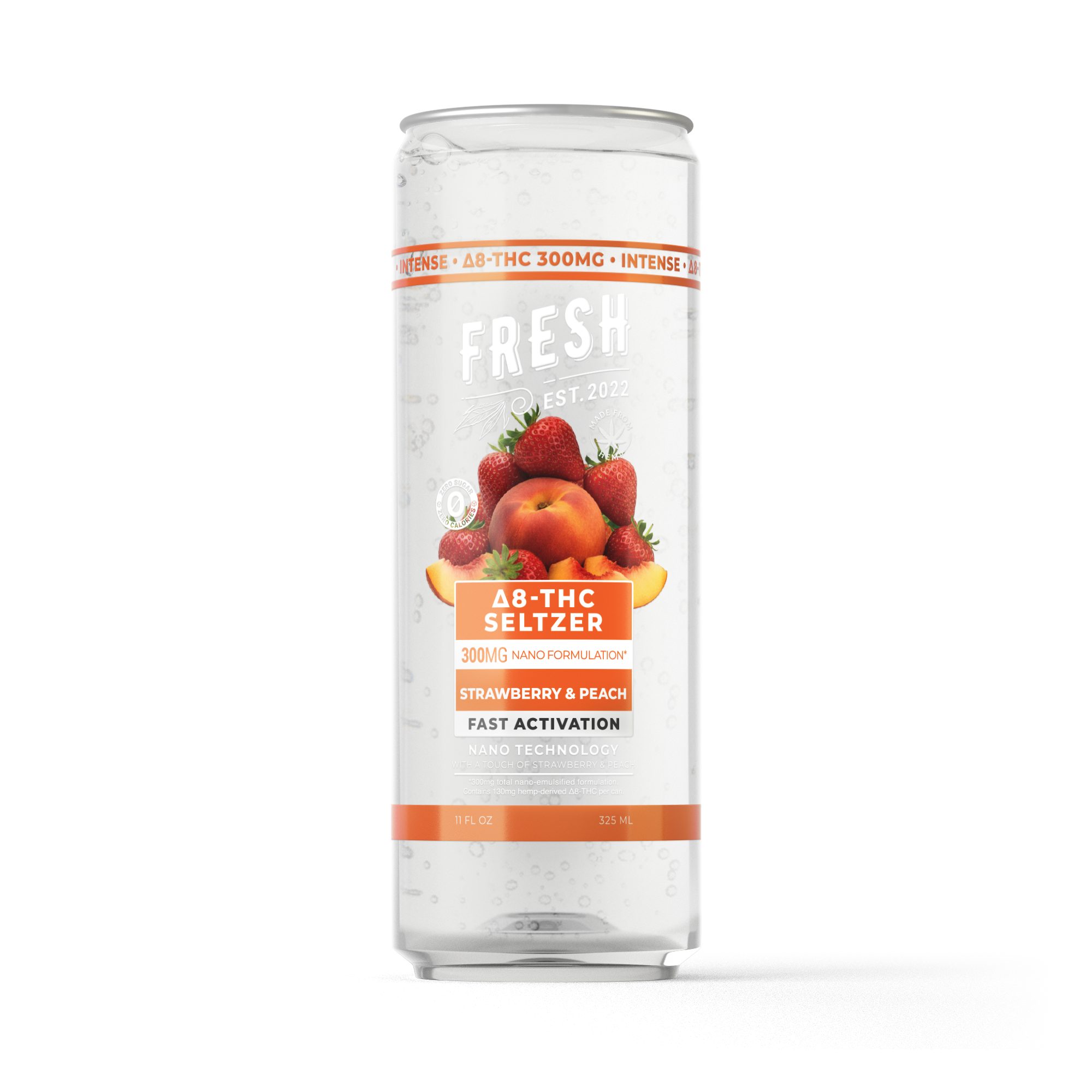 300mg strawberry peach thc seltzer d8 nano fresh 0