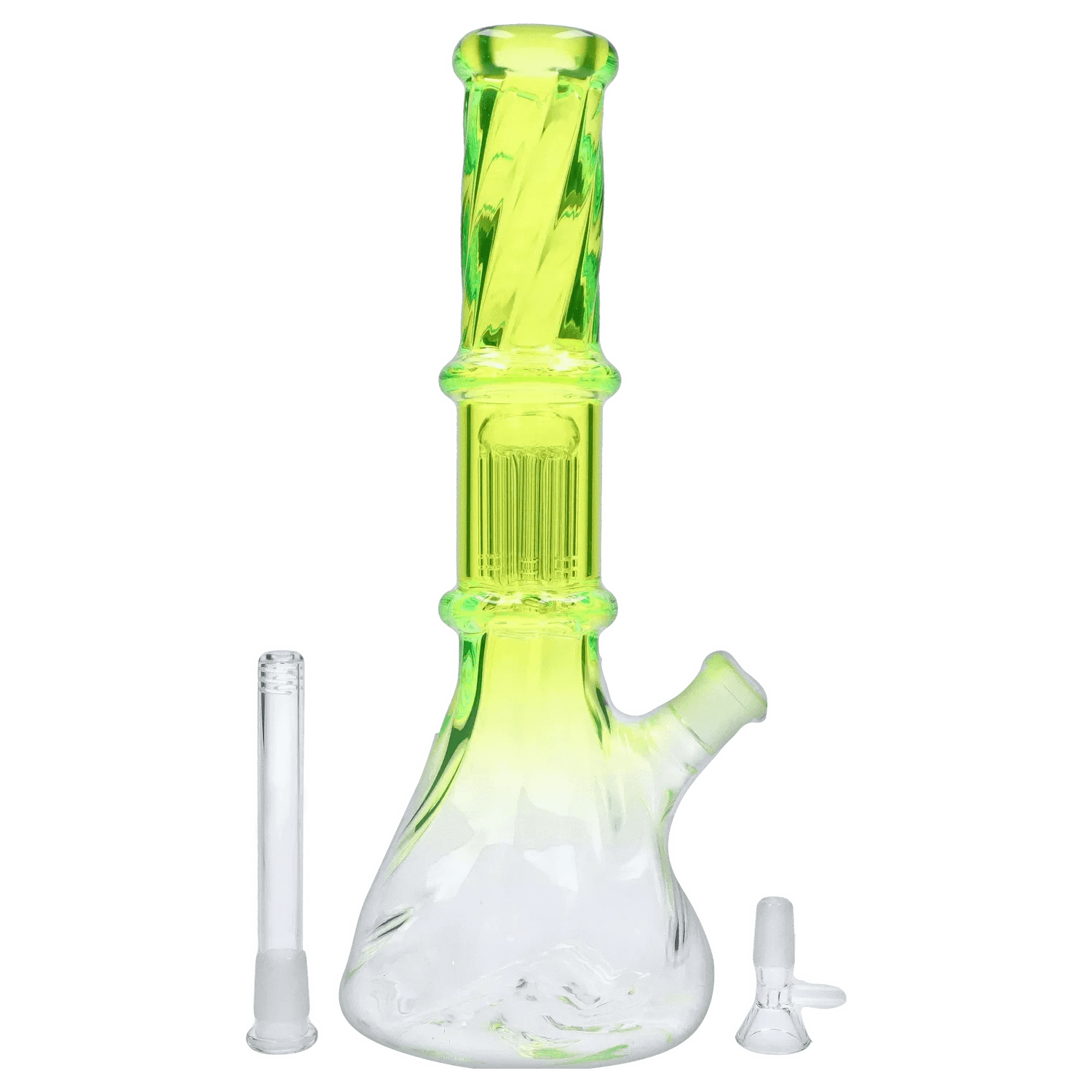 DHC Twisted Neon Beaker with Tree Perc - Fluorescent Green