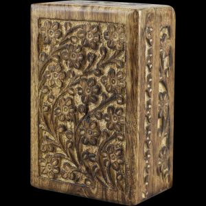 Floral Carved Wood Stash Box